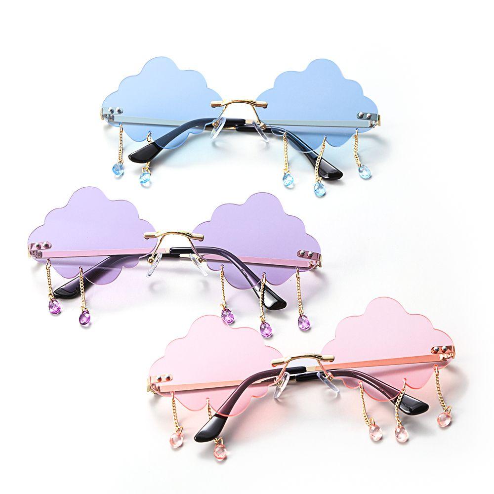 Men and Women UV400 Shades Clouds Tassel Sunglasses Steampunk Sunglasses Disco Glasses Rimless Sunglasses