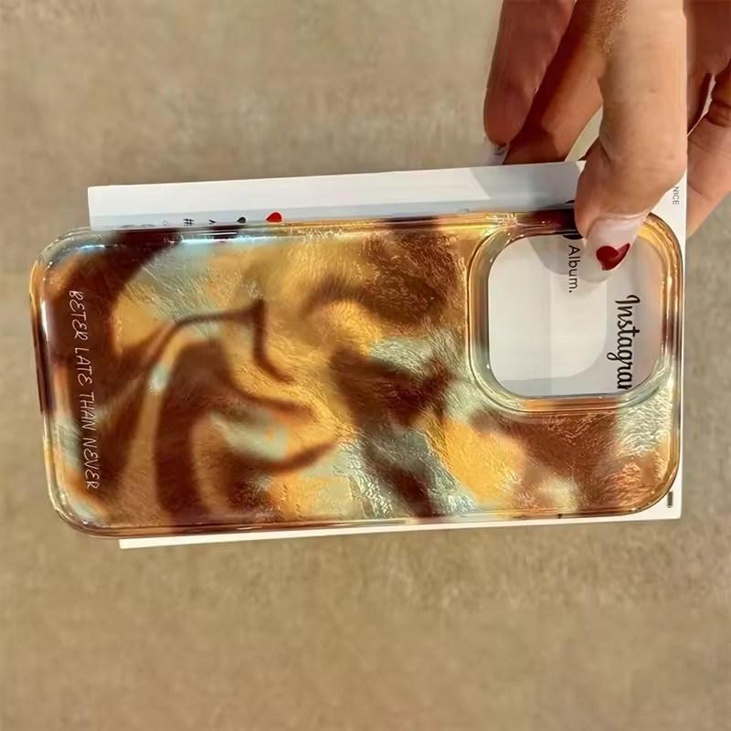 Korean Artistic Glitter Gradient Tinfoil Pattern Case for iPhone 17 Air 16 15 14 13 12 11 Pro Max Plus Retro Cover