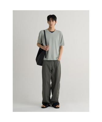 Lightweight Crispy Cotton Curved Fit Pants Khaki