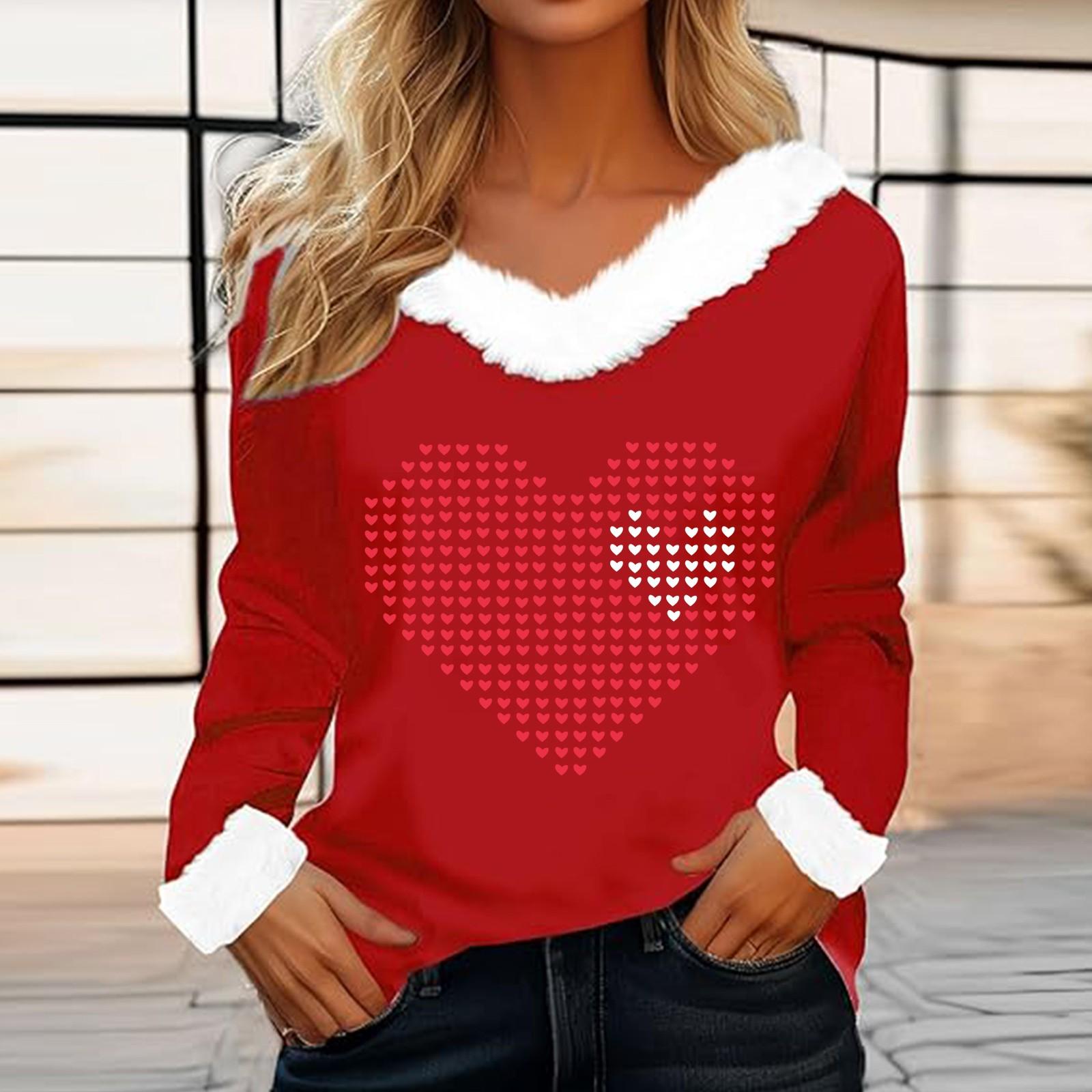 

Женская футболка с принтом ко Дню святого Валентина, рубашка с длинными рукавами, шерстяной воротник, топ с V-образным вырезом и надписью «Любитель вечеринок» S розовый