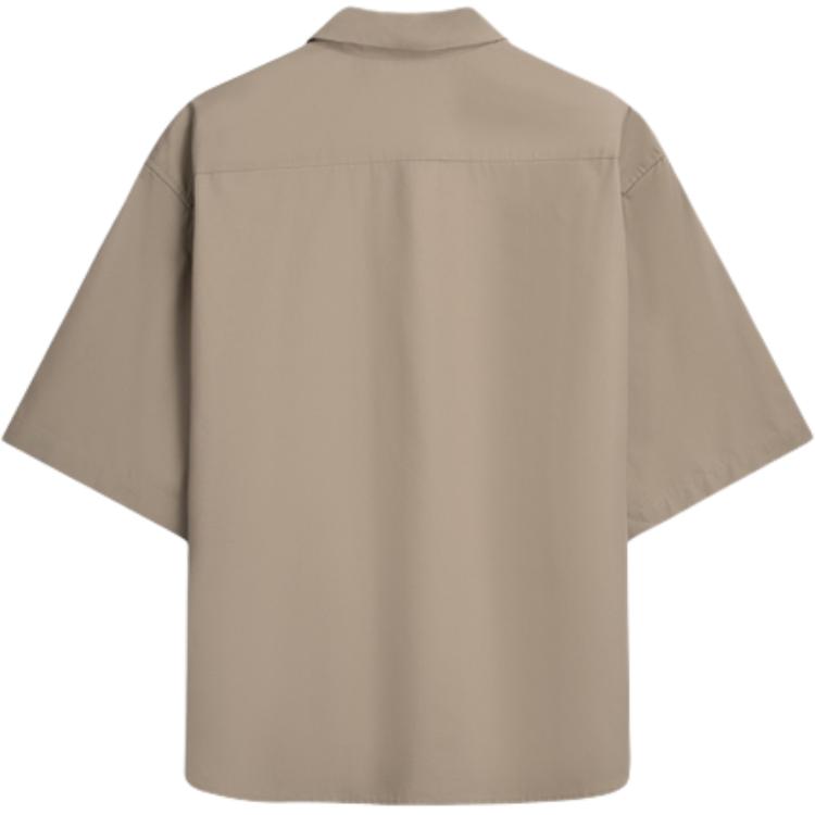 Calvin Klein Solid Color Single-Breasted Casual Short Sleeve Shirt Unisex shirts Light-Coffee 40769ST-CX0