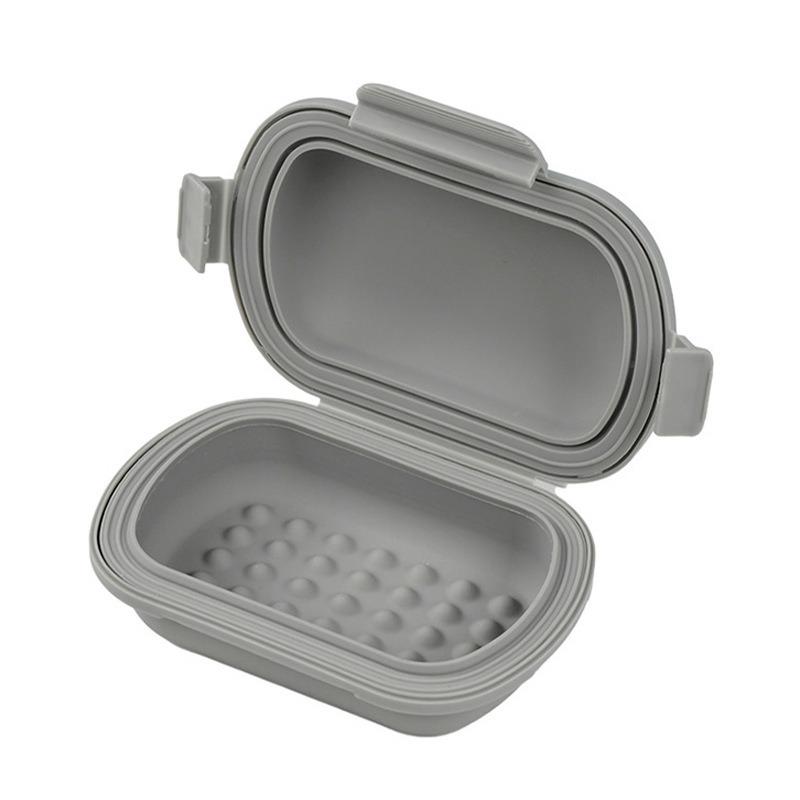 

Travel Portable Flip Top Soap Dish with Lid-Leak Proof Bar Soap Container Flip Top or Fold Flat for Travel Hotel серый
