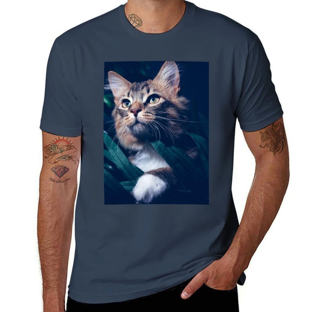 Jungle Warrior Cat deep thoughts TShirt Basic All Season Solid TShirt
