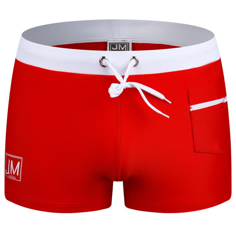 Bademode JOCKMAIL Color Block Herren Low-Rise Boxer Badehose Rutschfester Kordelzug Dehnbares Nylon-Elasthan mit Reißverschlusstasche