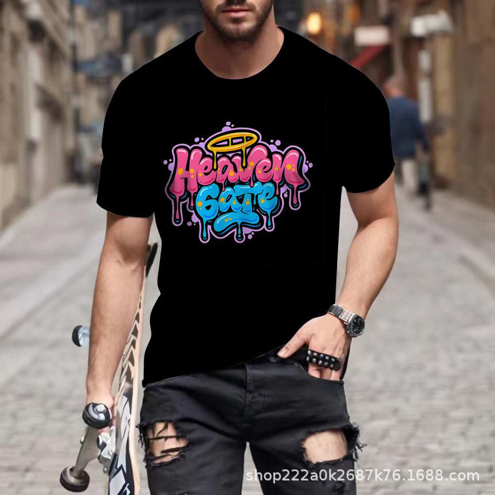 Men's Short-Sleeve 3D Printed Summer New Loose Round-Neck T-Shirt Men's Casual Top