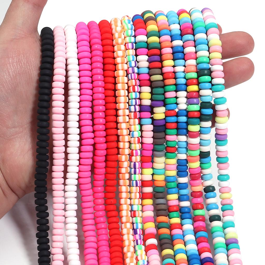1String Polymer Clay Beads Colorful Loose Spacer Flat Round Beads For DIY Bracelet Necklace Charm Jewelry Accessories Wholesale