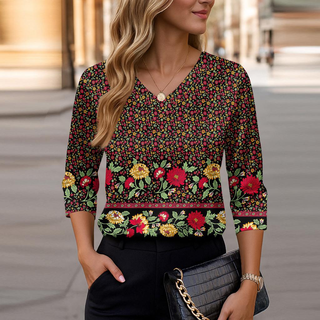 Blouse For Women Dressy 3/4 Long Sleeve Shirts Business Casual Outfit Tops