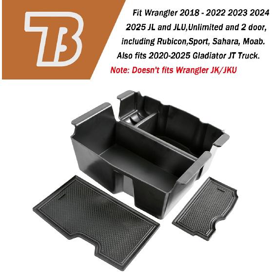 TACOBRO Center Console Organizer Compatible With Jeep Wrangler JL And JLU 2018- 2024 2025 Accessories, Gladiator JT Truck   -2025 Ert Tray Armrest