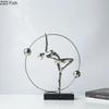 Cast Iron Gymnast Figures Statue Abstract Crafts Desk Decoration Ornaments Minimalism Character Sculpture Room Aesthetics Decor
