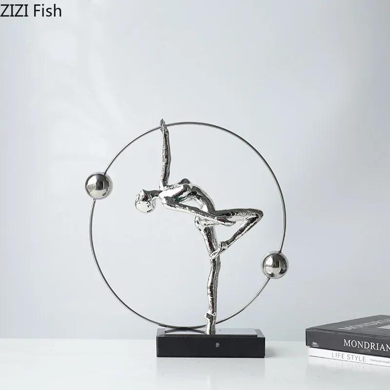 Cast Iron Gymnast Figures Statue Abstract Crafts Desk Decoration Ornaments Minimalism Character Sculpture Room Aesthetics Decor