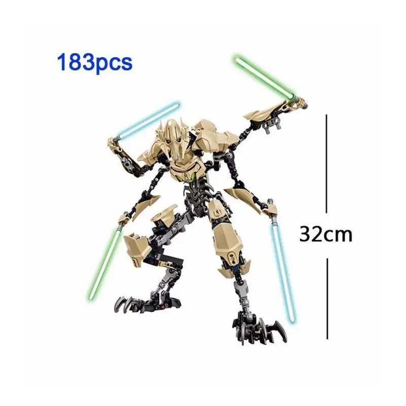 183pcs KSZ714 Star Action Figure assembly Toy Anime Robot Grievous With Lightsaber Hilt Combat Weapon Model Building Blocks Gift