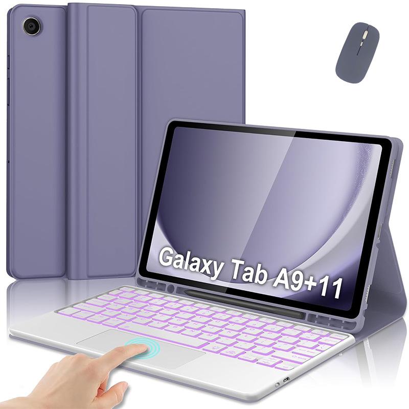 Samsung Tablet A9 Plus 11-Inch Leather Protective Case with Seven-Color Backlit Touchpad Bluetooth Keyboard and Pen Slot