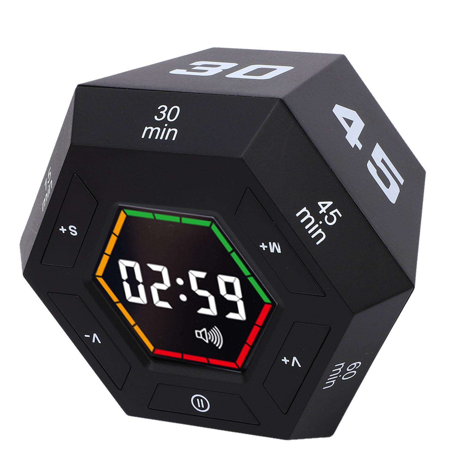 Timer Cube Hexagon Digital Display Count Up Countdown Magnetic Flip Timer for Study Kitchen Work