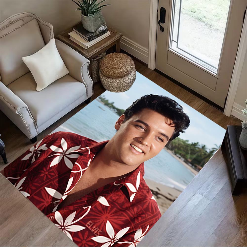 Tapis de sol Iconique d'Elvis Presley Parfait pour Bureau Salles de jeux Salle à manger Entrée Tapis Antidérapant Décor de Bureau Anime Cadeau de Fête de Mariage