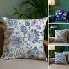 Ethnisch Stil Blau Floral Muster Druck Kissenbezug Milbenschutz Unsichtbarer Reißverschluss Sofa Bett