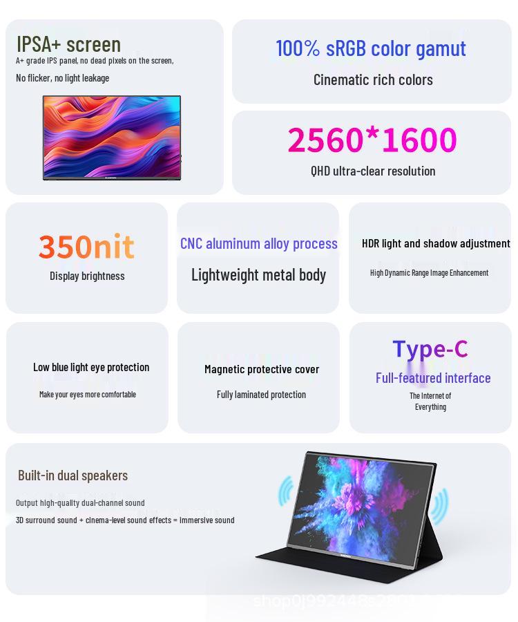 16-inch 4K Portable Monitor, 144Hz Mobile and Laptop Secondary Display