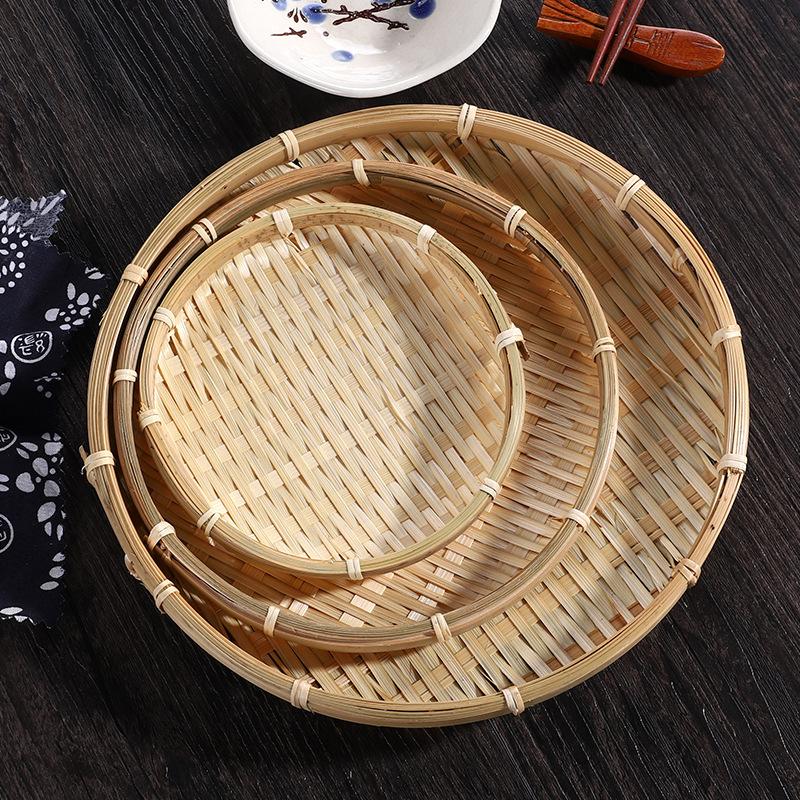 Hand-Woven Natural Bamboo Trays And Winnowing Baskets Are Suitable For Storing And Holding Food And For Home Decoration