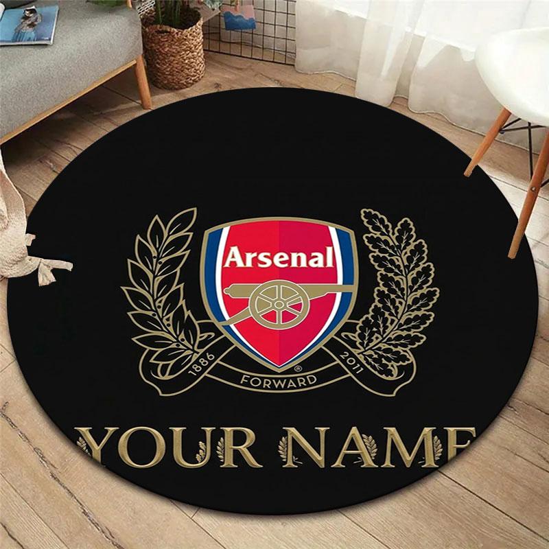 Arsenal F Benutzerdefinierter Name Runder Teppich, Teppich für Wohnzimmer Schlafzimmer Sofa Spielzimmer Dekoration, Rutschfeste Fußmatte