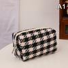 Black Canvas Plaid Travel Cosmetic Lipstick Storage Bag Cute Girls Makeup Handbags Organizer Stationery Pencil Cases Pouch Bag
