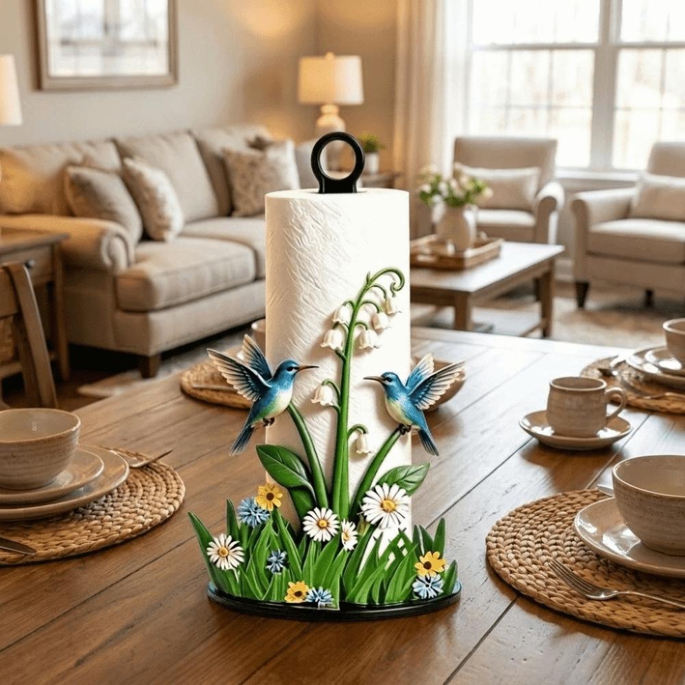 Acrylic Floral Tissue Holder 2D Flat Vertical Napkins Rack Roll Paper Towel Holder for Kitchen