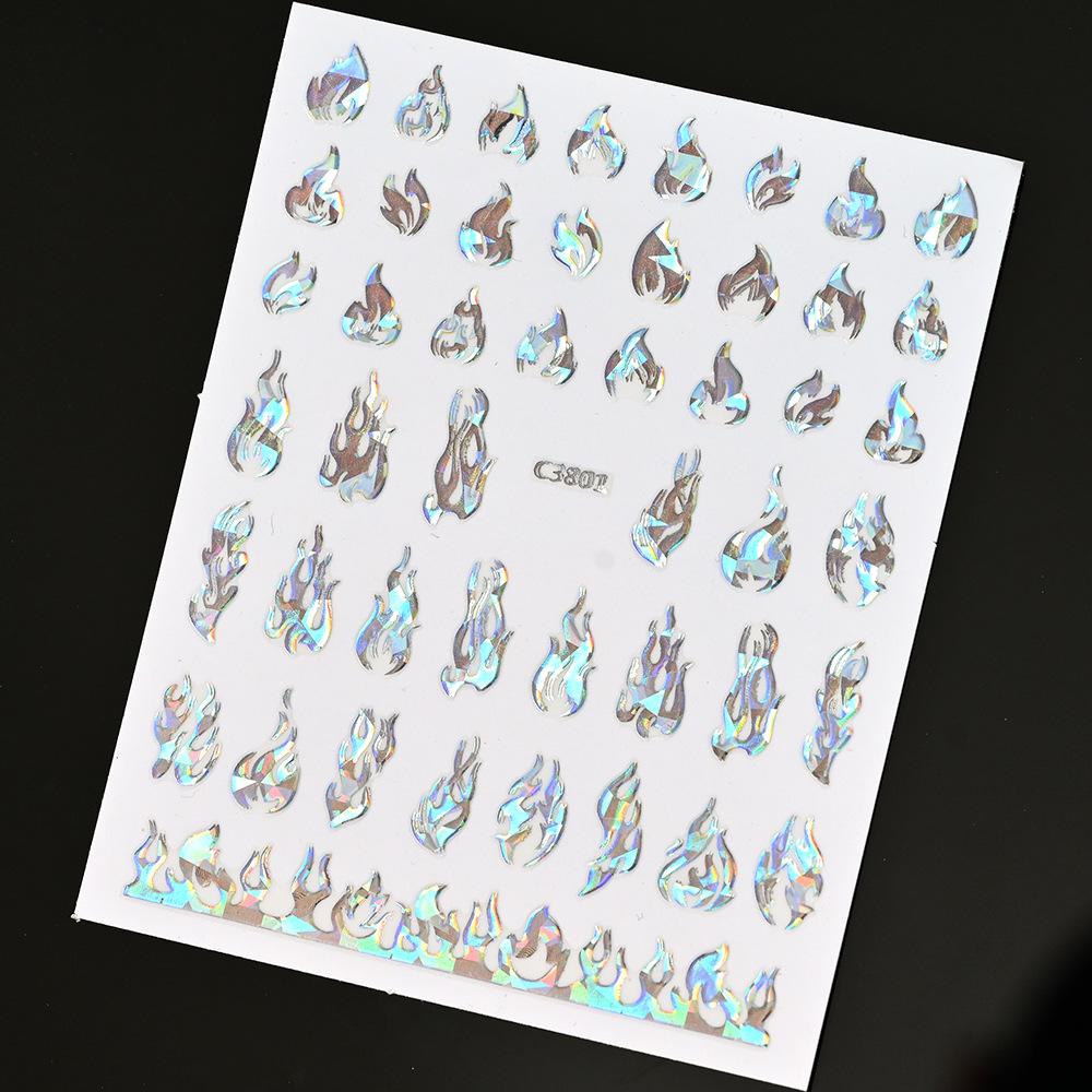 Bronzing Solid Color Butterfly Flame Nail Art Sticker 3D Adhesive Self-Adhesive Sweet Wind Nail Decorative Patch