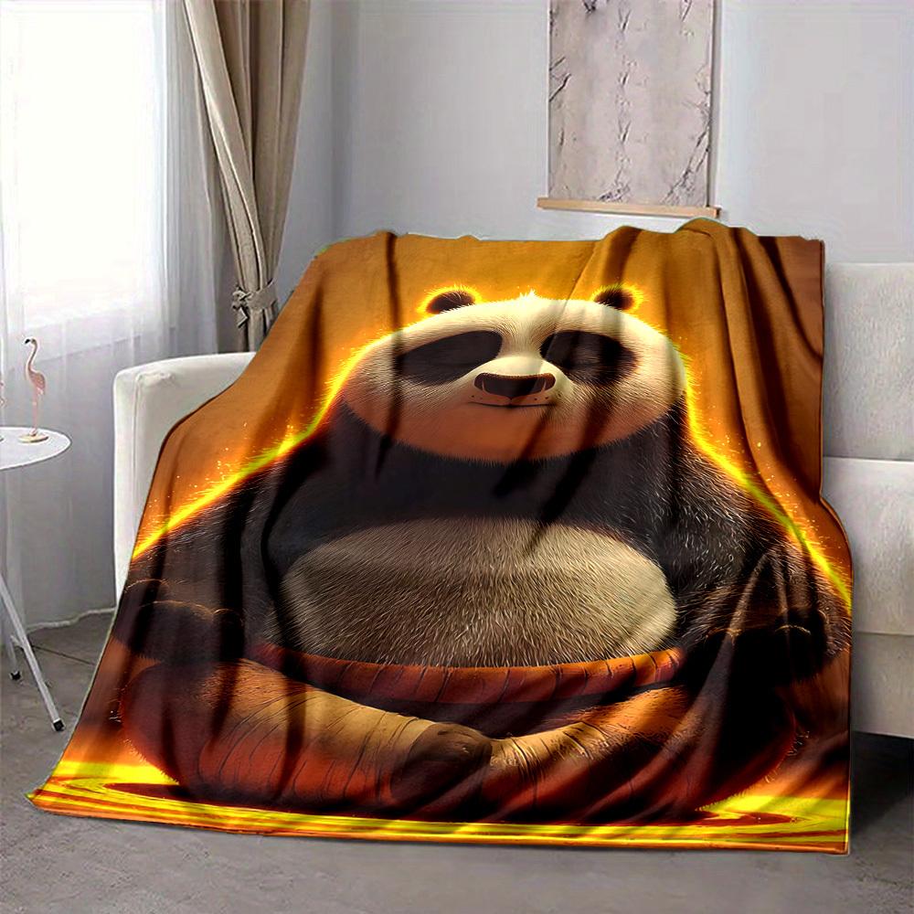 1pc Panda Meditation Blanket Lightweight Flannel Blanket Throw Blanket For Sofa, Bed, Travel, Camping, Livingroom, Office, Couch