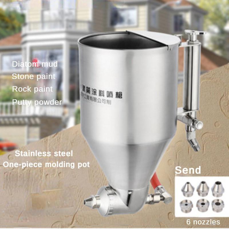Architectural Paint Latex Paint Spray Gun Exterior Wall Real Stone Paint Spray Gun Diatom Mud Stainless Steel Integrated Molding Pot