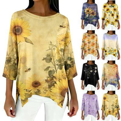 Women's 3/4 Sleeve Shirts Graphic Tees Shirts Casual Basic Tops Pullovers