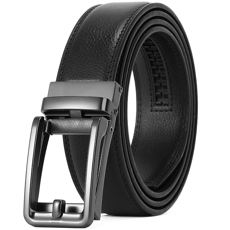 

[SENDEFN] belt men s genuine leather auto lock belt 3.5cm narrow width stepless adjustment business gentleman belt present father s day graduation