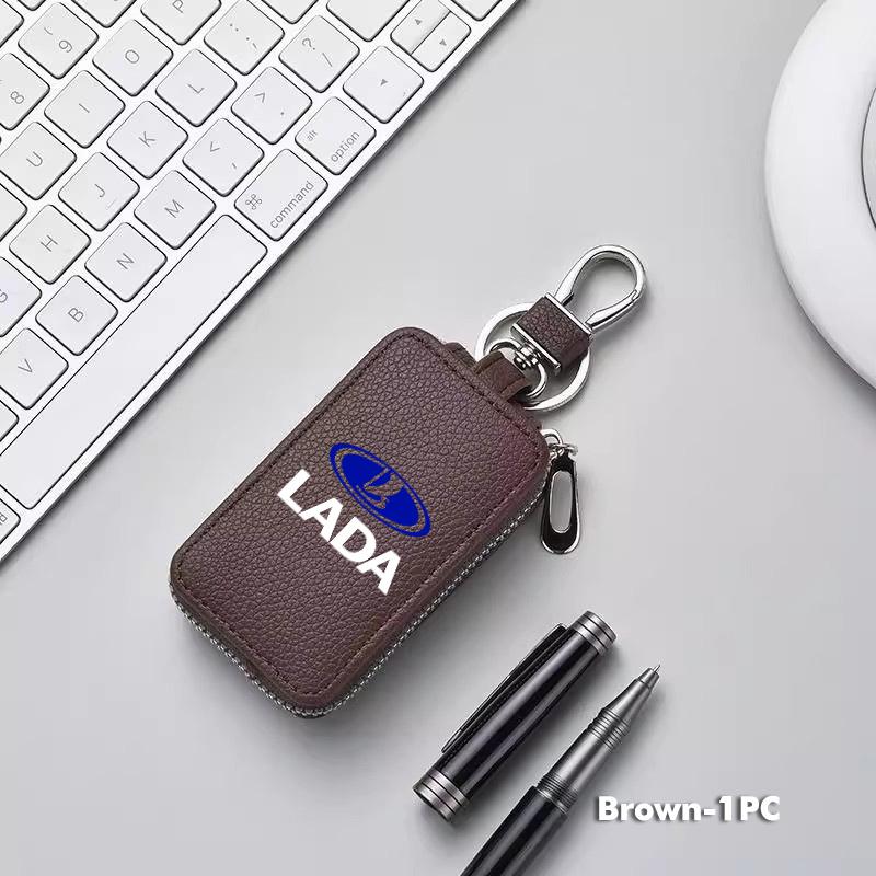 For Lada Car Logo Key Wallet Leather Keys Storage Bag Zipper Key Case Accessories Xray Granta Priora Sedan Sport Kalina Vesta SS15
