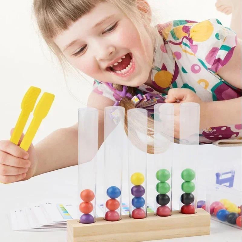 Test Tube Clip Beads Toy Children Logic Concentration Fine Motor Training Game Montessori Teaching Aids Educational Toy for Kids