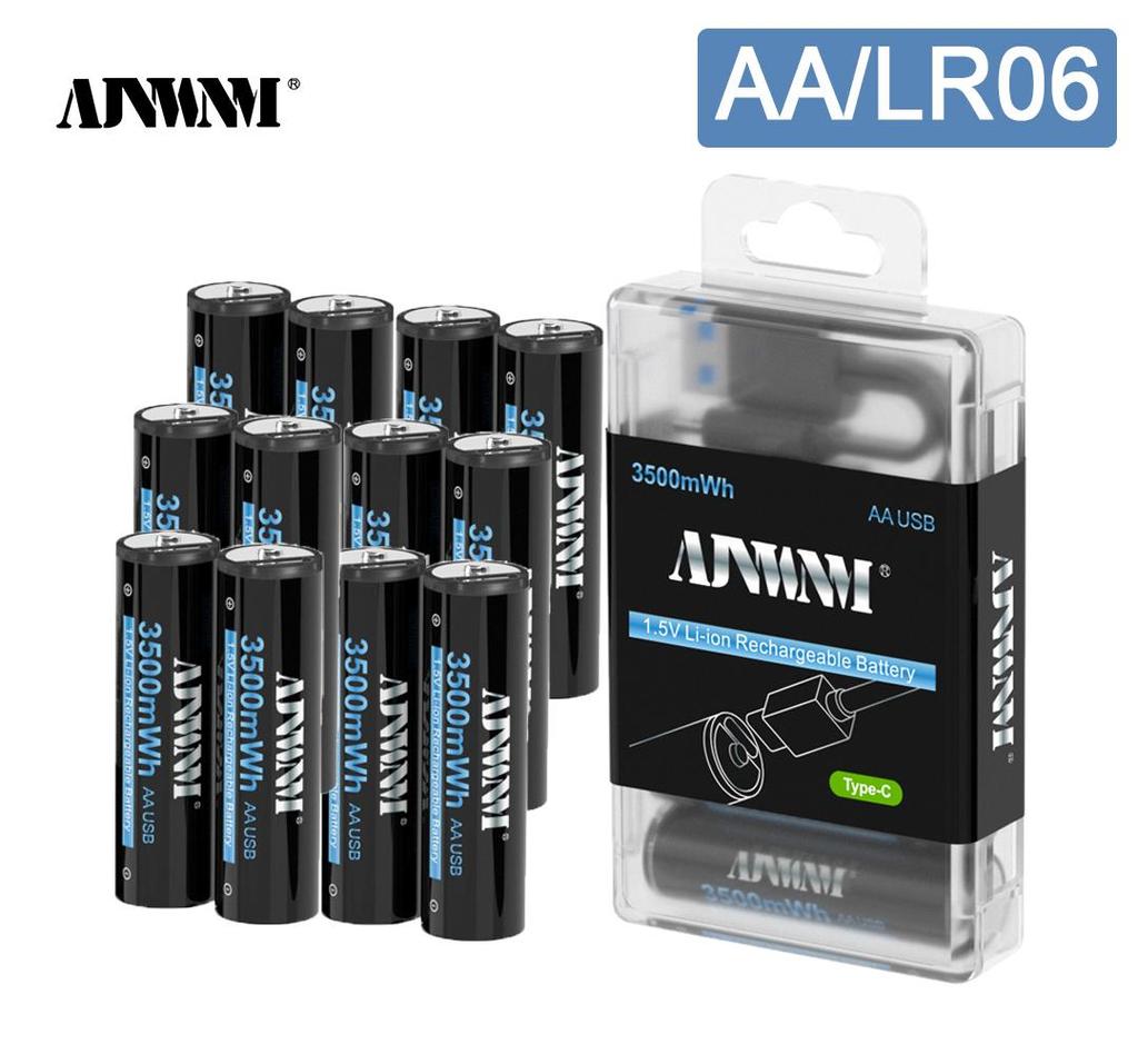 AJNWNM New 1.5V AA Li-ion Battery 3500mwh Li-Polymer USB Rechargeable Lithium USB Battery AA with USB Charging Function