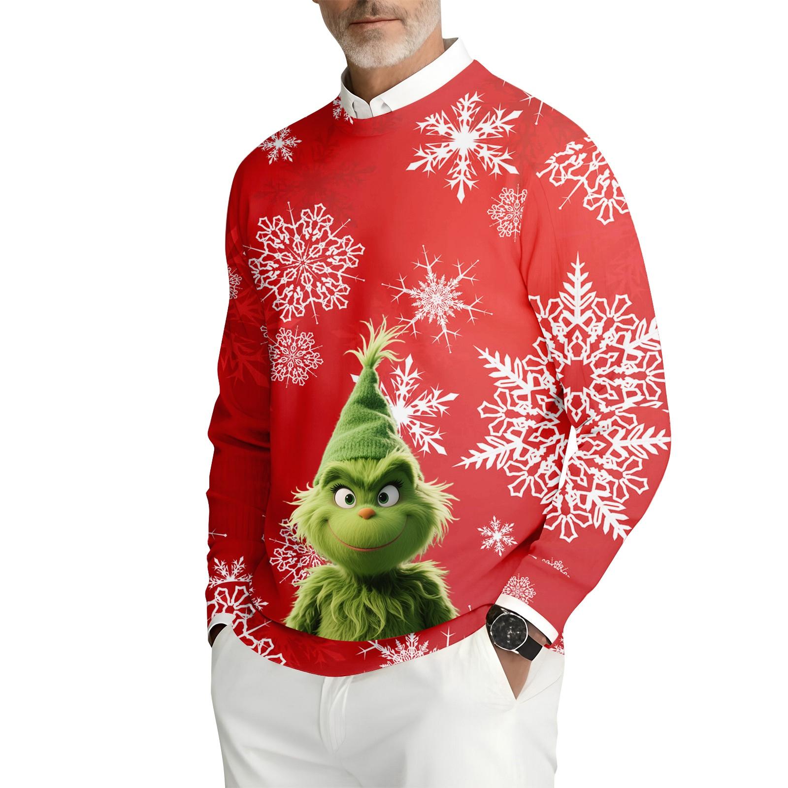 

Чоловічий світшот з принтом, круглим вирізом, довгими рукавами, в рубчик XL