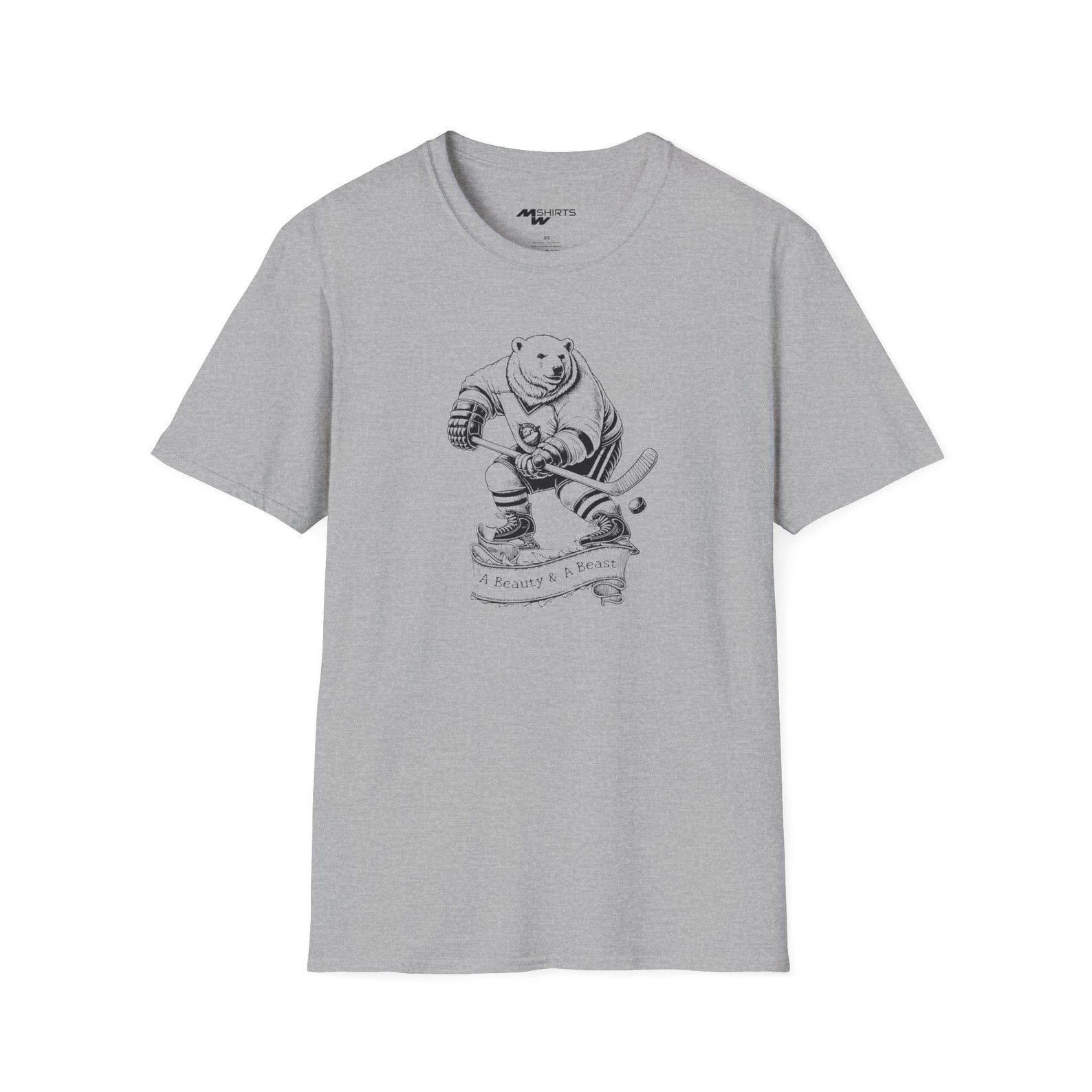 A Beauty & A Beast/ Ice Hockey Polar Bear T-Shirt/ Unisex Softstyle T-Shirt L