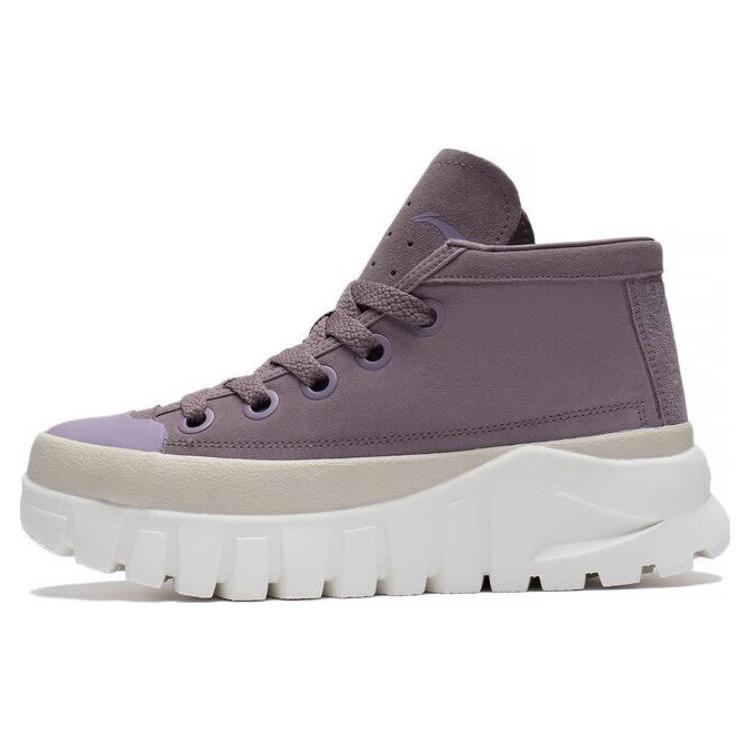 

Новые кожаные ботинки LiNing, противоскользящие, износостойкие, со средней высотой голенища, спортивная повседневная обувь, женские, баклажанового цвета, AZGS144-2 36