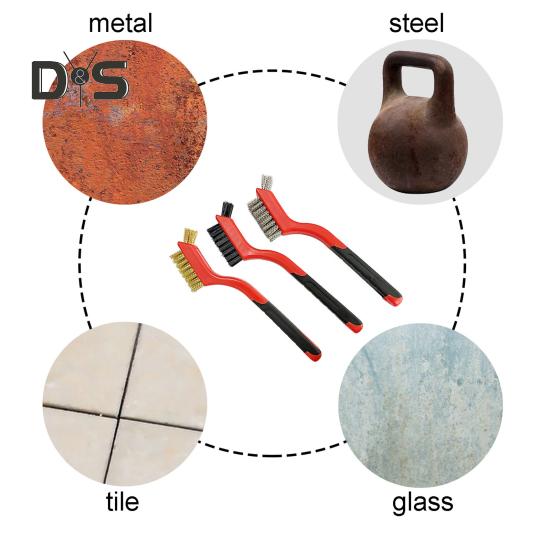 6Pcs/Set Narrow Space Wire Brush Set Ergonomic Long Handle Bristle Cleaning Brush Kitchen Bathroom Garage Tool