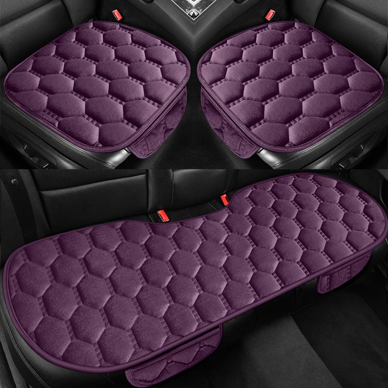 Car Seat Cushion Winter Short Plush Three Piece Set Without Backrest Anti Slip Winter Rear Universal Car Seat Cushion Warm