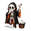 Waterproof PVC Toilet Art Halloween Skeleton Sticker, Funny Pooping Lid Decal, Dark Humor Decal Adhesive Bathroom Sticker for Tank, Holiday Home Decor
