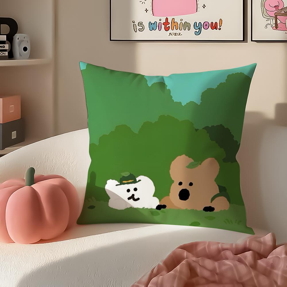 Cute Chubby Korean Cartoon DDinotaeng Cushion Cover Pillowcase Short Plush Invisible zipper Room Sofa Cushion Cover