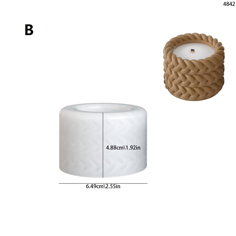 Woven Candle Jar Silicone Mold DIY Round Concrete Flowerpot Casting Molds Plaster Resin Storage Box Craft Making Home Decor