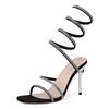 New Lace-Up Roman Sandals Feminine Stiletto Versatile Snake Wrap Anti-Slip Wear-Resistant High Heels Summer