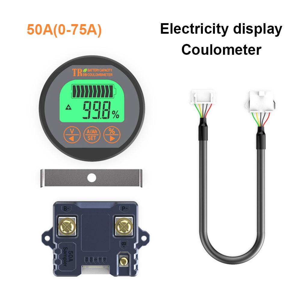 LCD Digital Display Batteries Meter with Base Electric Bicycle Capacity Voltage Current Measuring Gauge Automotive
