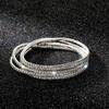 5Pcs/Lot Elastic Crystal Bracelets 2Mm Charming Gold Color Crystal Rhinestones Metal Bangle Bracelet Jewelry Diy Gift