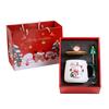 Christmas Gift Mug with Lid Spoon Santa Claus Reindeer Ceramic Cup Keeps Drinks Warm