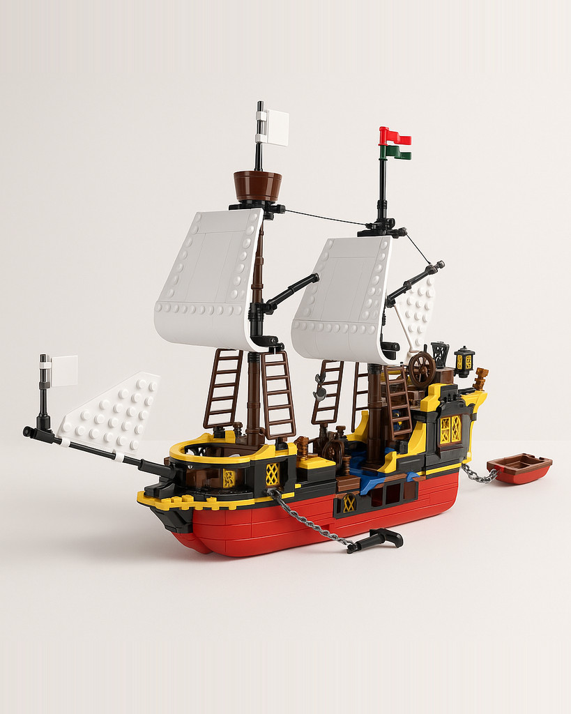 MOULD KING 10137 MOC Revenge Piratenschiff Klemmbausteine Bausatz Segelschiff Bausteine Spielzeug für Erwachsene und Kinder