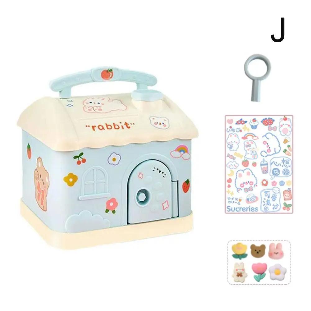Cute Cartoon House Piggy Rabbit Bank Cute Save Box For Kids With DIY Stickers Home Decoration Children Birthday Gifts