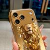 Jeweled Gold Lion Electroplated Golden Phone Case For iPhone 17Air 17 16 15 14 13 12 11 Pro Max Plus 16E XR 7 8 Xs X Glass Cover