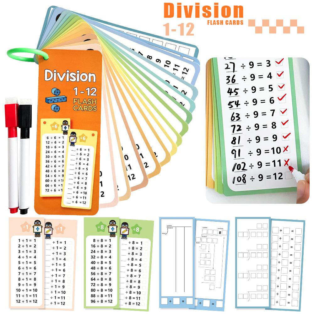 Silinebilir Matematik Eğitim Kartları, Toplama, Çıkarma, Çarpma, Bölme, Çocuklar İçin Matematik Pratiği, Montessori Öğretim Materyali