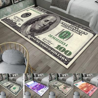 US Dollar Bill Print Large Rug Creative Currency Design Floor Mat for Living Room Entrance Foyer Money Theme Home Decor Fashion