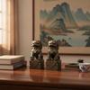Lion Sculptures with Pedestal Antique Protector Statues ChineseStyle Sculpture for Collectors,
